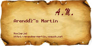 Arendás Martin névjegykártya